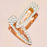 metal rhinestone large open shape hair clip 1pc- gold