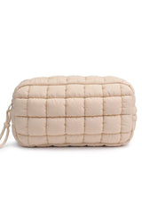cloud nine quilted puffer cosmetic pouch- cream