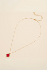 single clover charm necklace - red
