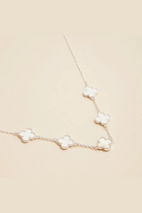 multiple clover charm necklace - white gold