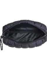 cloud nine quilted puffer cosmetic pouch- black