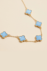 multiple clover charm necklace - blue