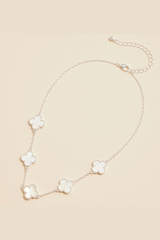 multiple clover charm necklace - white gold