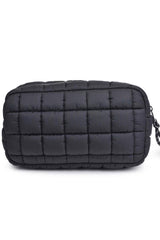 cloud nine quilted puffer cosmetic pouch- black