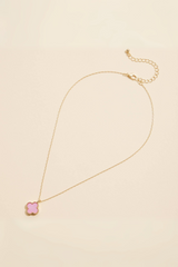 single clover charm necklace - pink