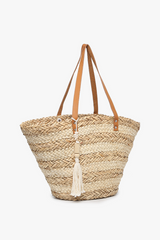 sally seagrass two-toned striped tote