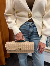chic gold button cardigan - cream