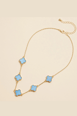 multiple clover charm necklace - blue