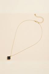 single clover charm necklace - black