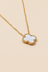 single clover charm necklace- white
