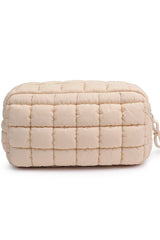 cloud nine quilted puffer cosmetic pouch- cream