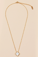 single clover charm necklace- white