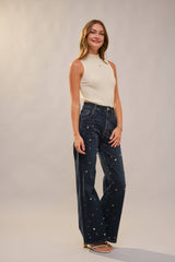 Charmed High Waist Wide Leg Denim Jeans