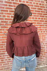 brown rancher ruffle blouse
