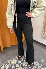 wavy ribbed knit flare pants