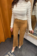 western woman suede pants- camel