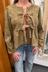 growl power front-tie blouse