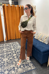 chestnut straight leg twill pants