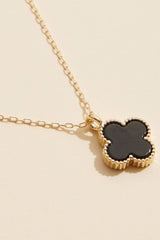 single clover charm necklace - black