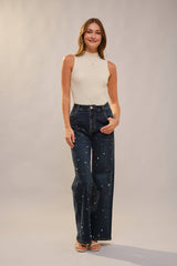 Charmed High Waist Wide Leg Denim Jeans