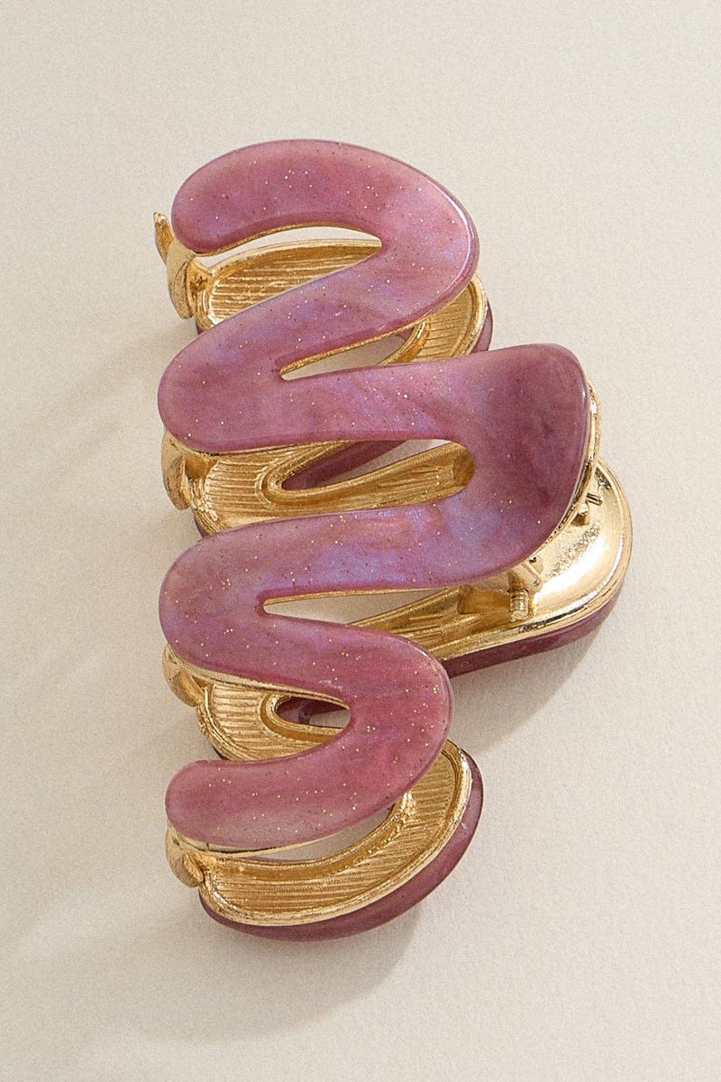 Matte Wavy Claw Clip - Burgundy