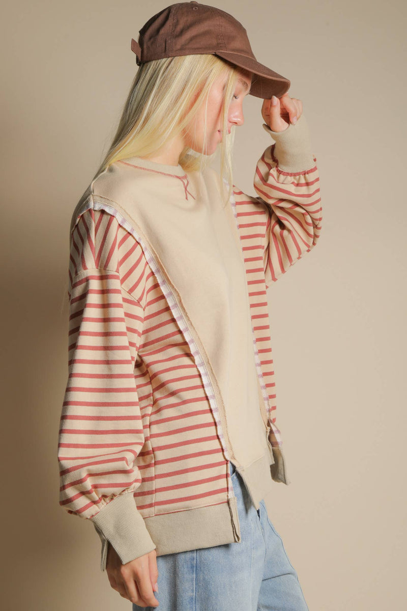 morning oversized striped knit top