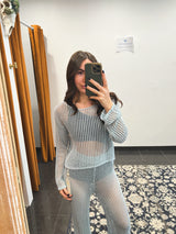 baby blue crochet pant