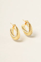 Textured Hoop Earrings- Gold