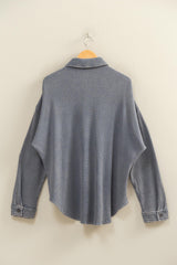 oversized mineral wash shacket - dusty navy