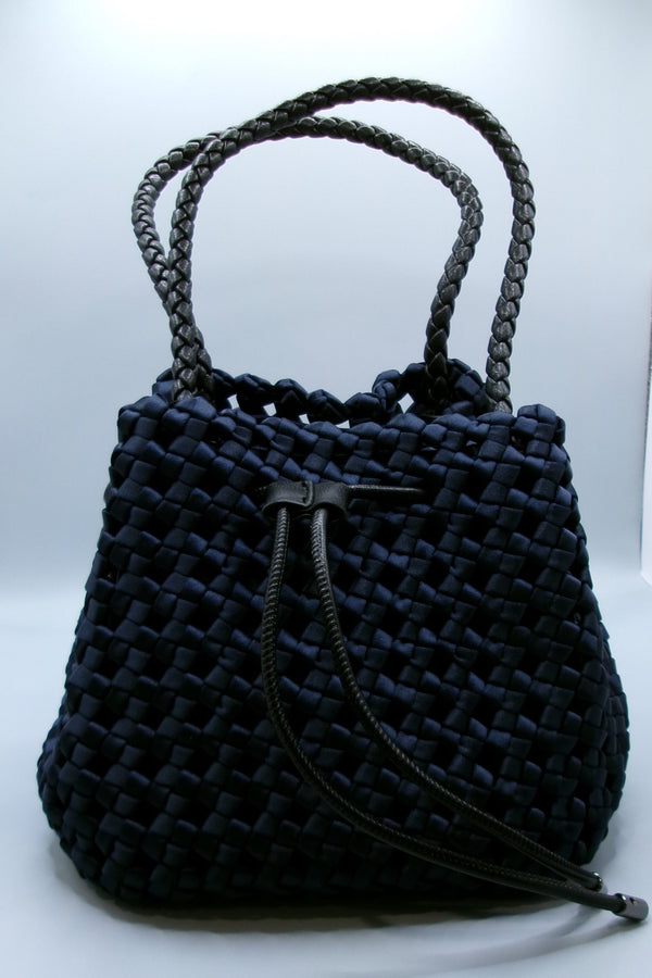 lanai satin bucket bag- navy