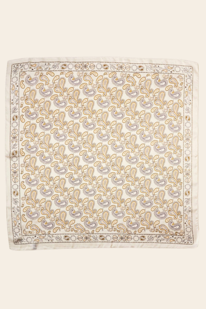 Classic Paisley Satin Bandana- Beige