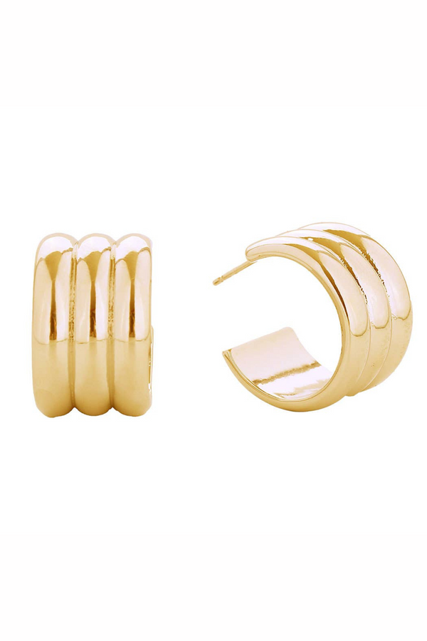 3 city rings stud earrings - 14k Gold Dipped
