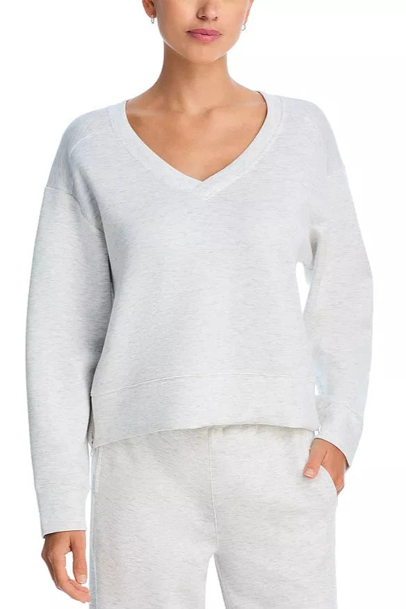 varsity grey cloud fleece v neck sweatshirt