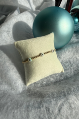 triple evil eye gold filled bracelet- opal