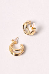 3 ring post earring - Gold