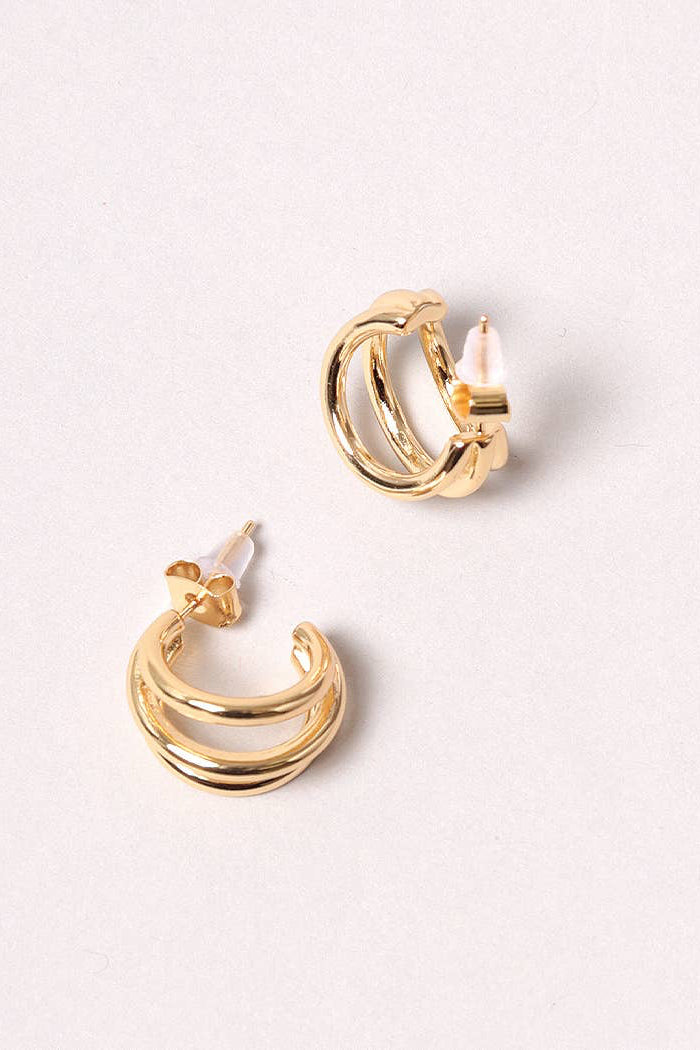 3 ring post earring - Gold