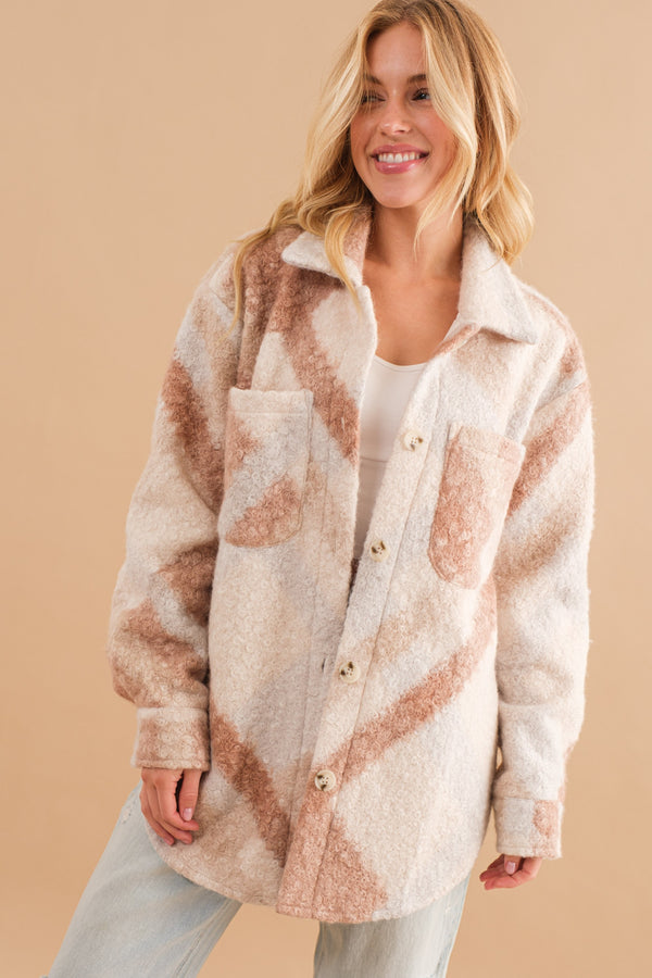 fall marble teddy shacket