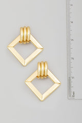 gold vintage square earrings