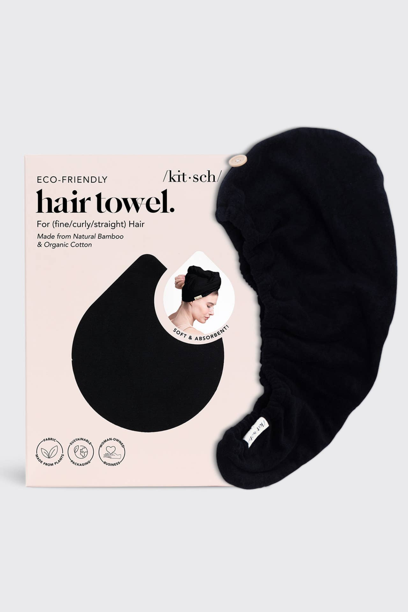 Kitsch Quick Dry Hair Towel - Eco Black