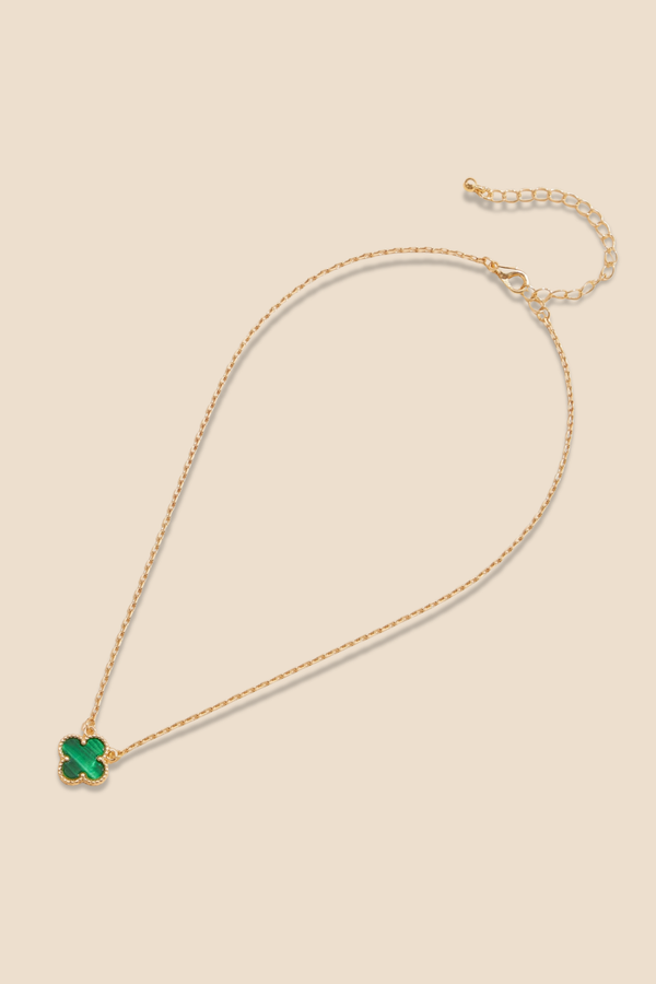 single clover charm necklace - malachite green