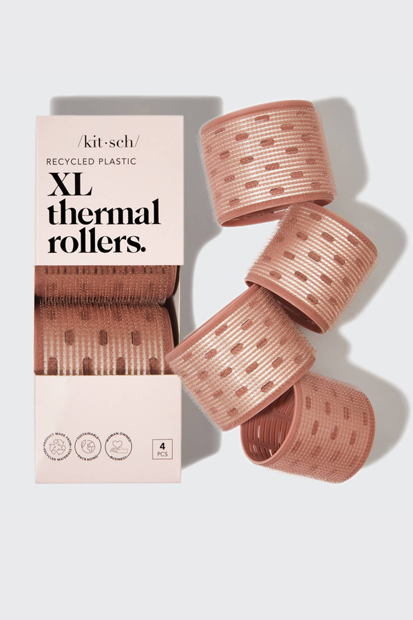 Kitsch Recycled Plastic XL Thermal Rollers 4pc Set - Terracotta