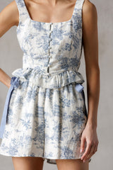 toile blue bow corseted top