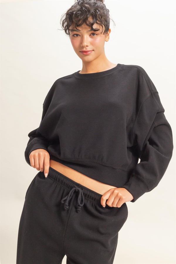 oh so soft relaxed fit sweatshirt- black
