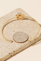 Gold Pave Clover Open Cuff Bracelet