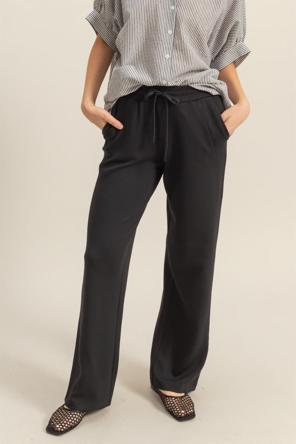 effortless black straight leg sweatpants