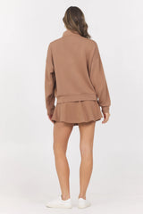toffee cloud fleece quarter zip sweater