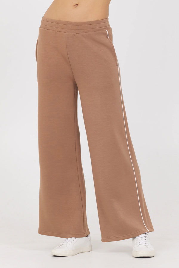 toffee cloud fleece wide leg pants