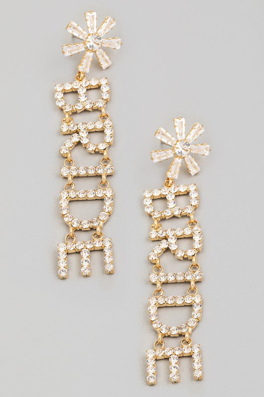 gold floral bride earrings