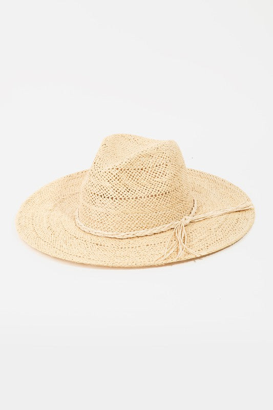 ivory braided rope straw hat