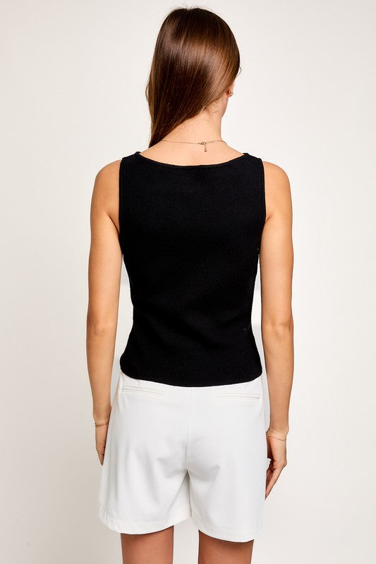 mock neck knit tank